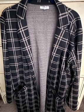 Maurices Black Windowpane Plaid Blazer Jacket